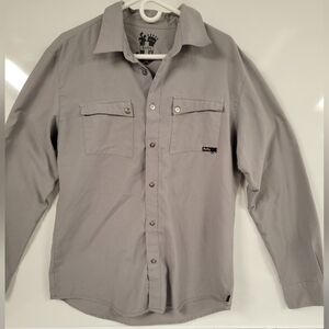 Hurley Worlwear Gray Garage Style Mens Business Casual Button-Up Shirt Large